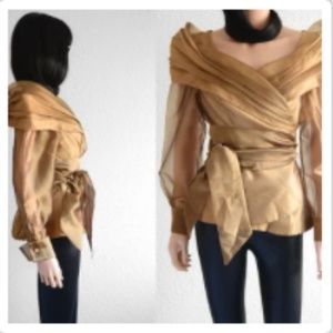 GOLD Avant Garde Jacket Organza Statement Jacket Minimalist Futuristic Clothing
